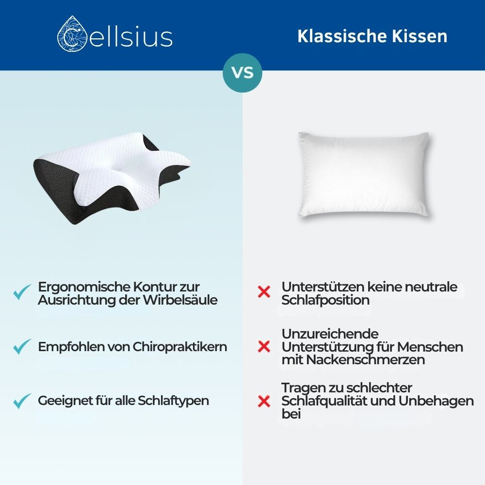 Cellsius Nackenausrichtungskissen - Das Geheimnis für Seiten und Rückenschläfer