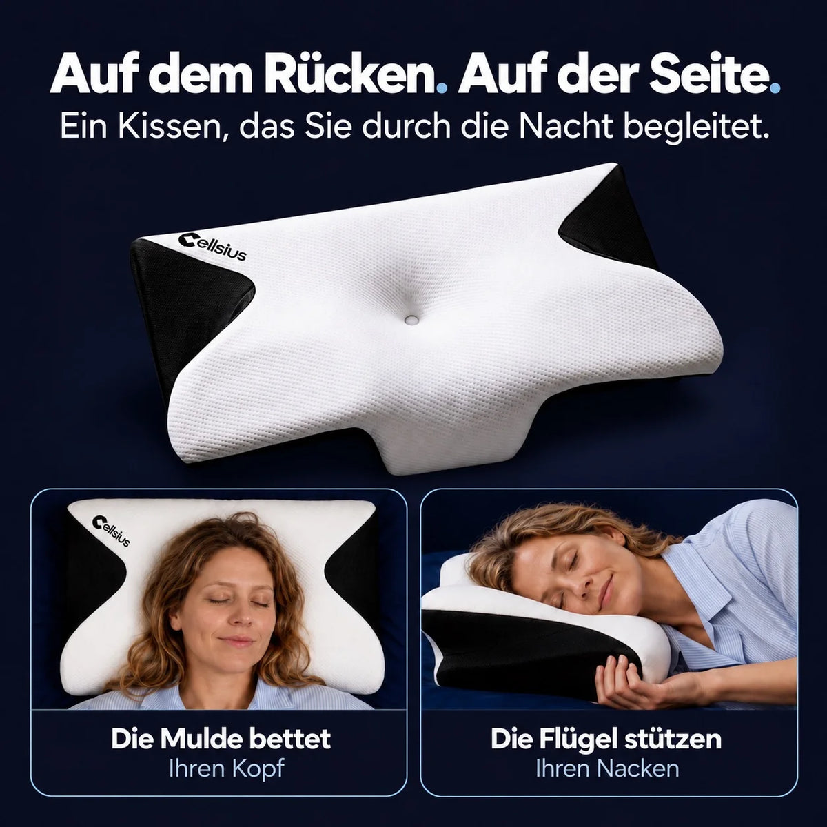 Cellsius Nackenausrichtungskissen - Das Geheimnis für Seiten und Rückenschläfer