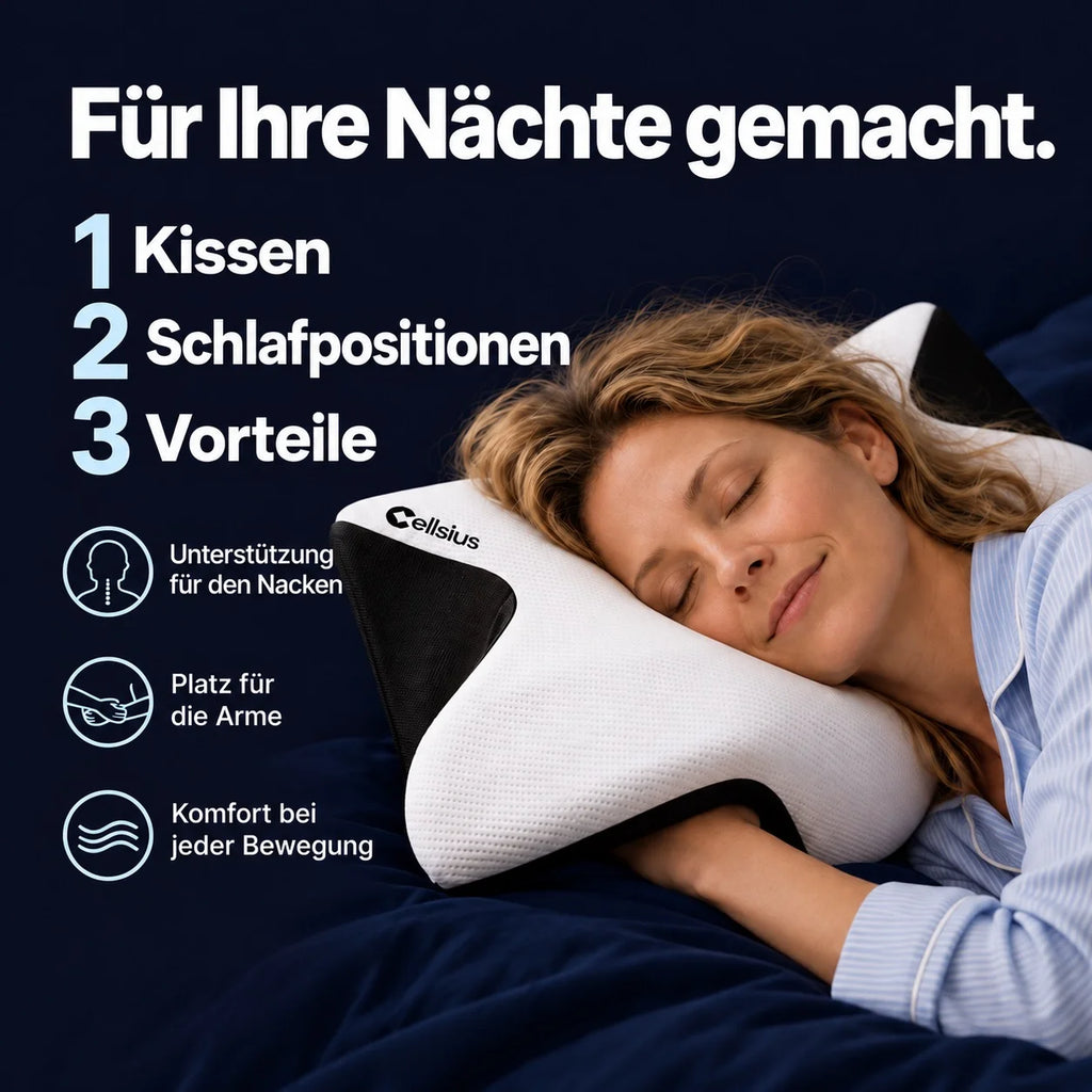 Cellsius Nackenausrichtungskissen - Das Geheimnis für Seiten und Rückenschläfer