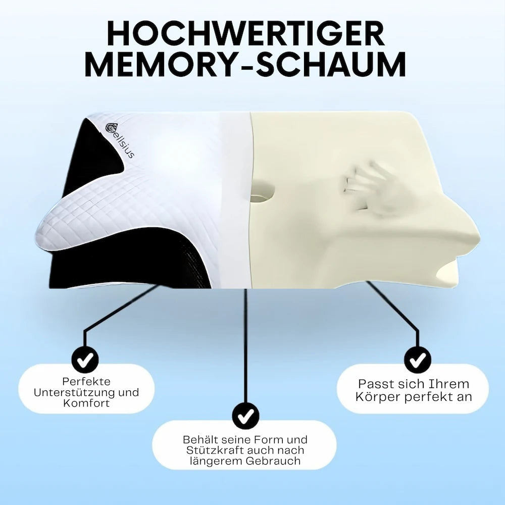 Cellsius Nackenausrichtungskissen - Das Geheimnis für Seiten und Rückenschläfer