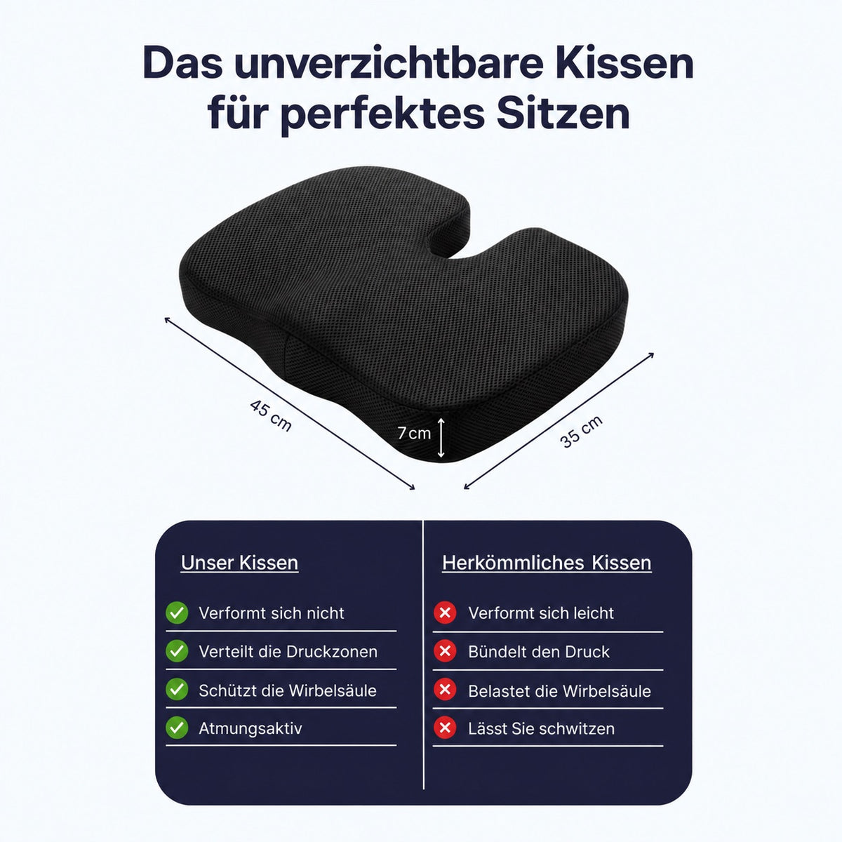 Cellsius Orthopädisches Kissen - Linderung bei Steißbein- und Rückenschmerzen