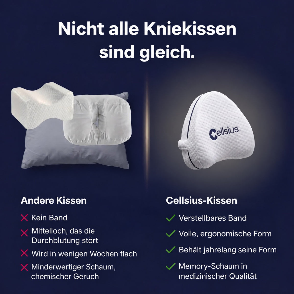 Cellsius Orthopädisches Kniekissen - Das Geheimnis eines schmerzfreien Schlafs